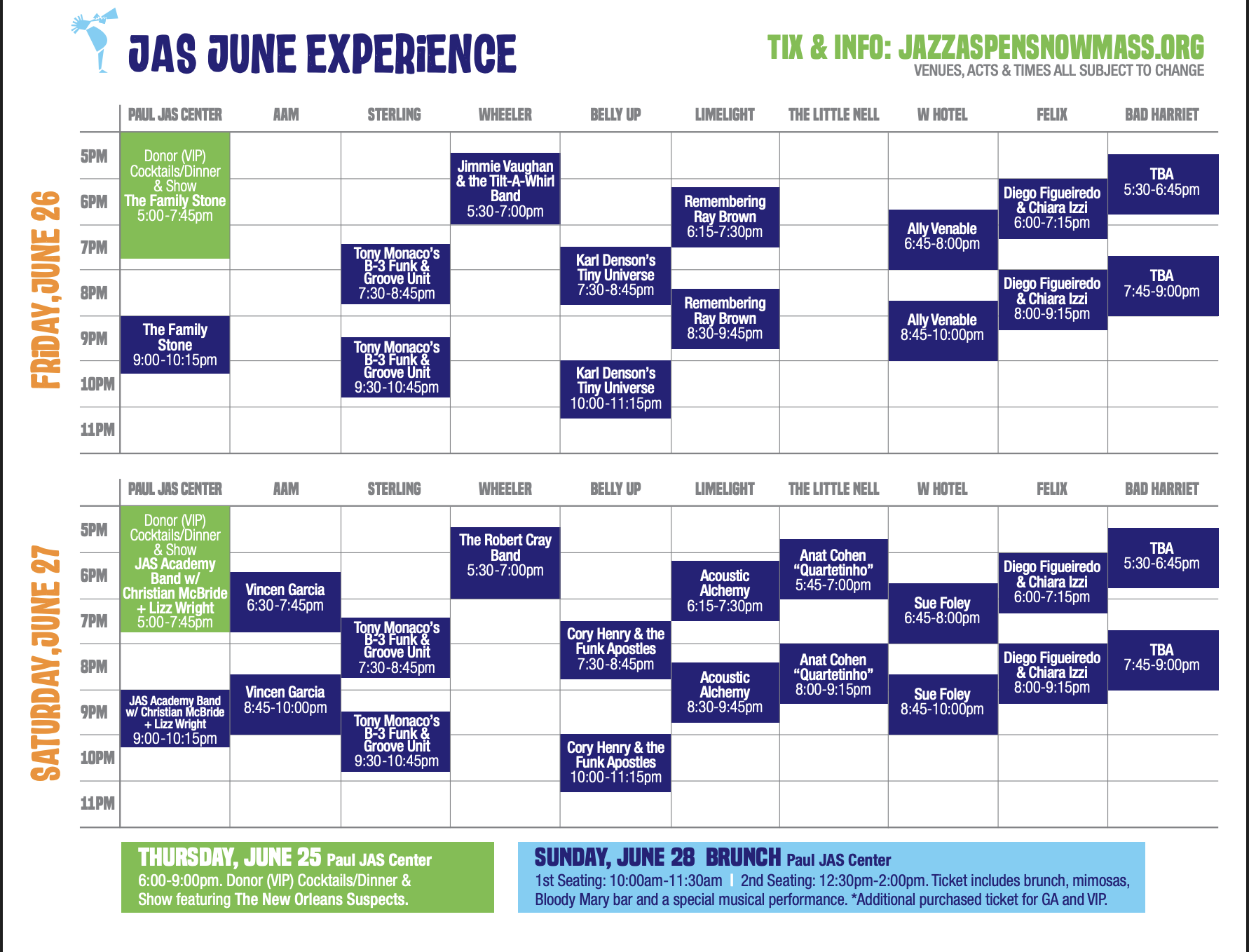 JAS June Experience Schedule